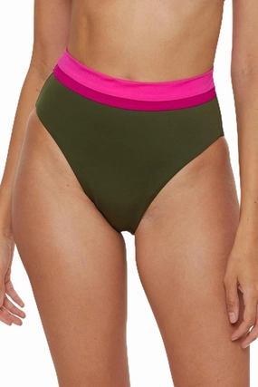 Trina Turk Women's Monaco Colorblock High Waisted Bikini Bottom, Cheeky Coverage, Swimwear Separates