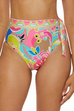 Trina Turk Women's Venus Banded Side Tie High Waisted Bikini Bottom, Cheeky Coverage, Swimwear Separates