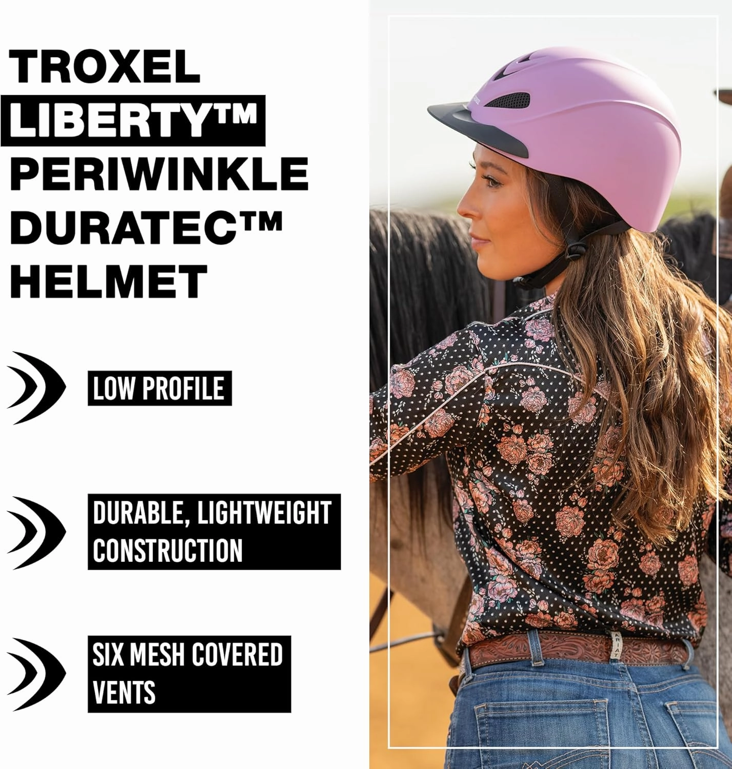 Troxel Liberty Ultralight Horse Riding Helmet, Low-Profile Adjustable Design, Safety Horseback Riding Gear