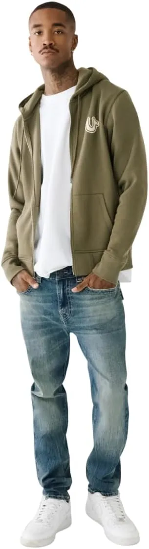 True Religion Men's RAW Exaggerated Zip ICON Hoodie