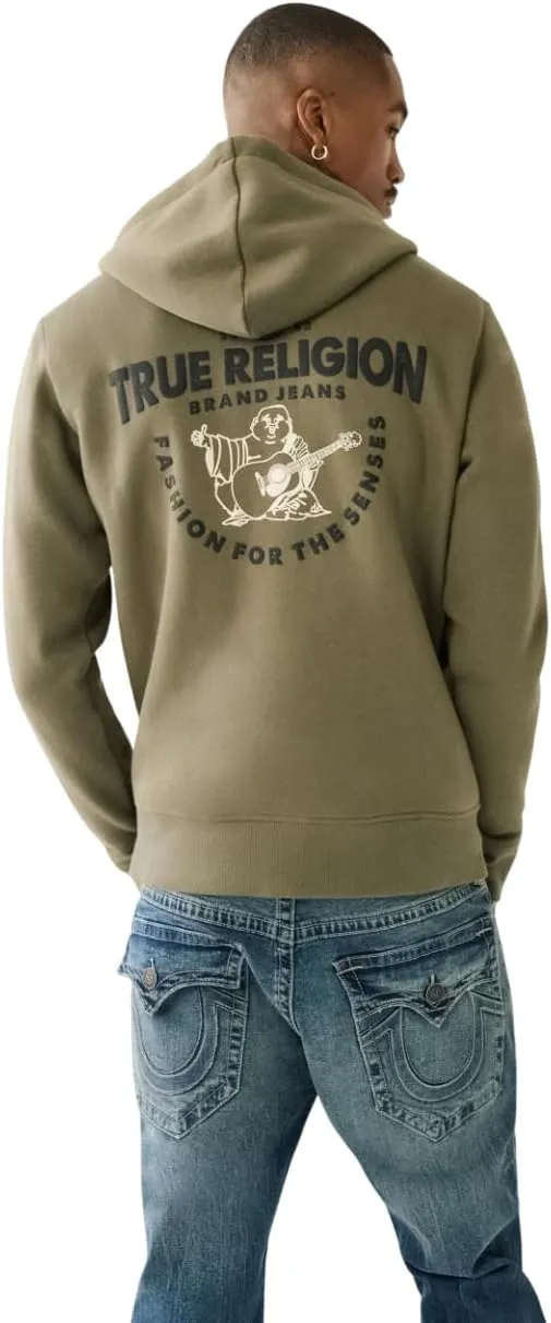 True Religion Men's RAW Exaggerated Zip ICON Hoodie