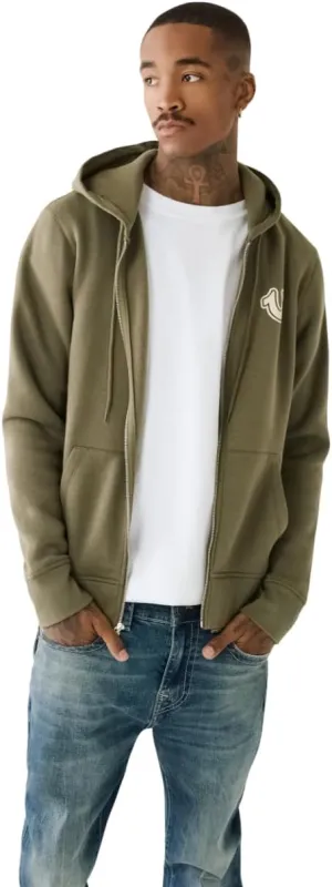 True Religion Men's RAW Exaggerated Zip ICON Hoodie