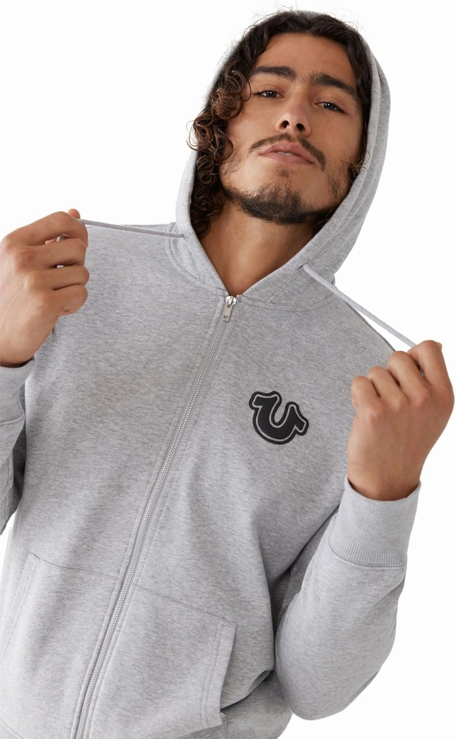 True Religion Men's RAW Exaggerated Zip ICON Hoodie