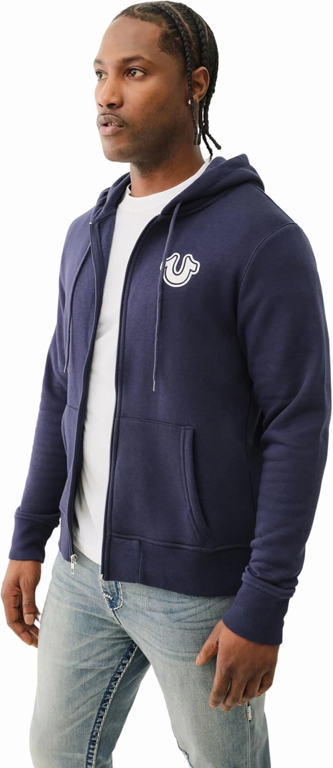 True Religion Men's RAW Exaggerated Zip ICON Hoodie