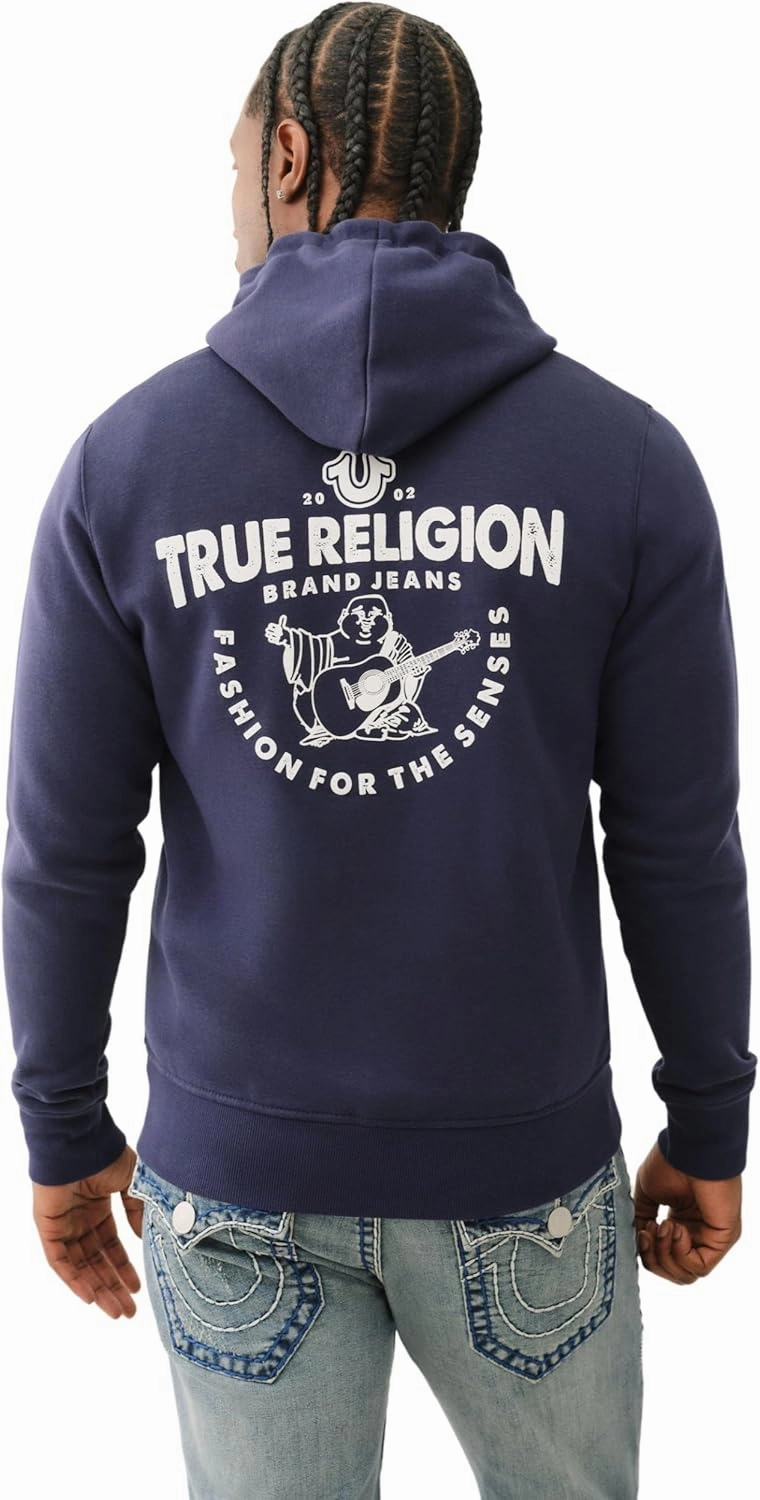 True Religion Men's RAW Exaggerated Zip ICON Hoodie