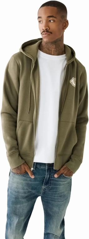 True Religion Men's RAW Exaggerated Zip ICON Hoodie