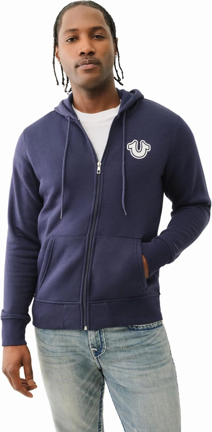 True Religion Men's RAW Exaggerated Zip ICON Hoodie