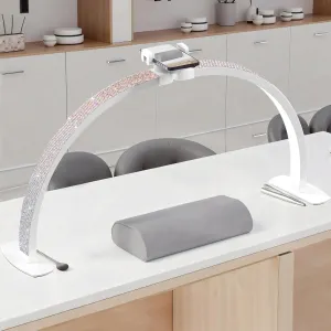 UBeesize Foldable 29" Half Moon Light with Phone Holder, LED Nail Desk Lamp for Manicure/Salon/Tattoo, Dimmable Arch & Crystal Diamond