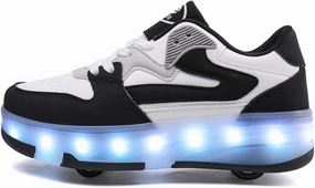 Ufatansy - New Upgrated LED Rechargeable Roller Skates Shoes with 4 Detachable Wheels Roller Sport Shoes Fashion Sneakers for Girls Boys Kids Birthday Thanksgiving Christmas Day