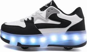 Ufatansy - New Upgrated LED Rechargeable Roller Skates Shoes with 4 Detachable Wheels Roller Sport Shoes Fashion Sneakers for Girls Boys Kids Birthday Thanksgiving Christmas Day