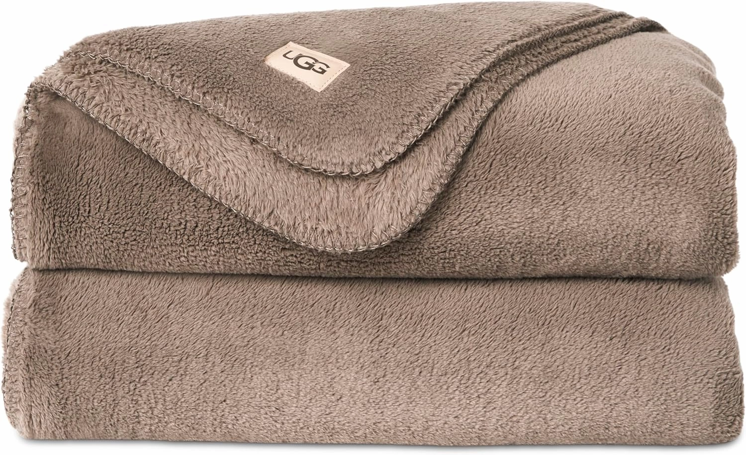UGG Whitecap Plush Throw Blanket Fleece Lightweight Soft Cozy Throw for Couch Luxury Home Decor for Living Room Machine Washable Hypoallergenic Flannel Blankets, 50-inch x 70-inch, Light Fawn Brown