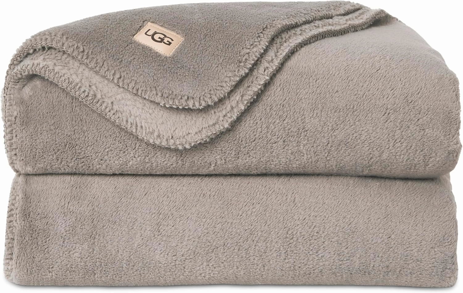 UGG Whitecap Plush Throw Blanket Fleece Lightweight Soft Cozy Throw for Couch Luxury Home Decor for Living Room Machine Washable Hypoallergenic Flannel Blankets, 50-inch x 70-inch, Light Grey Seal