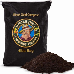 Uncle Jim's Worm Farm Black Gold Worm Castings Compost Fertilizer for Garden Soil | Red Wriggler Earthworm Casting Organic Fertilizer for Plants | Nutrient Rich Fertilizer Solutions | 4 lbs
