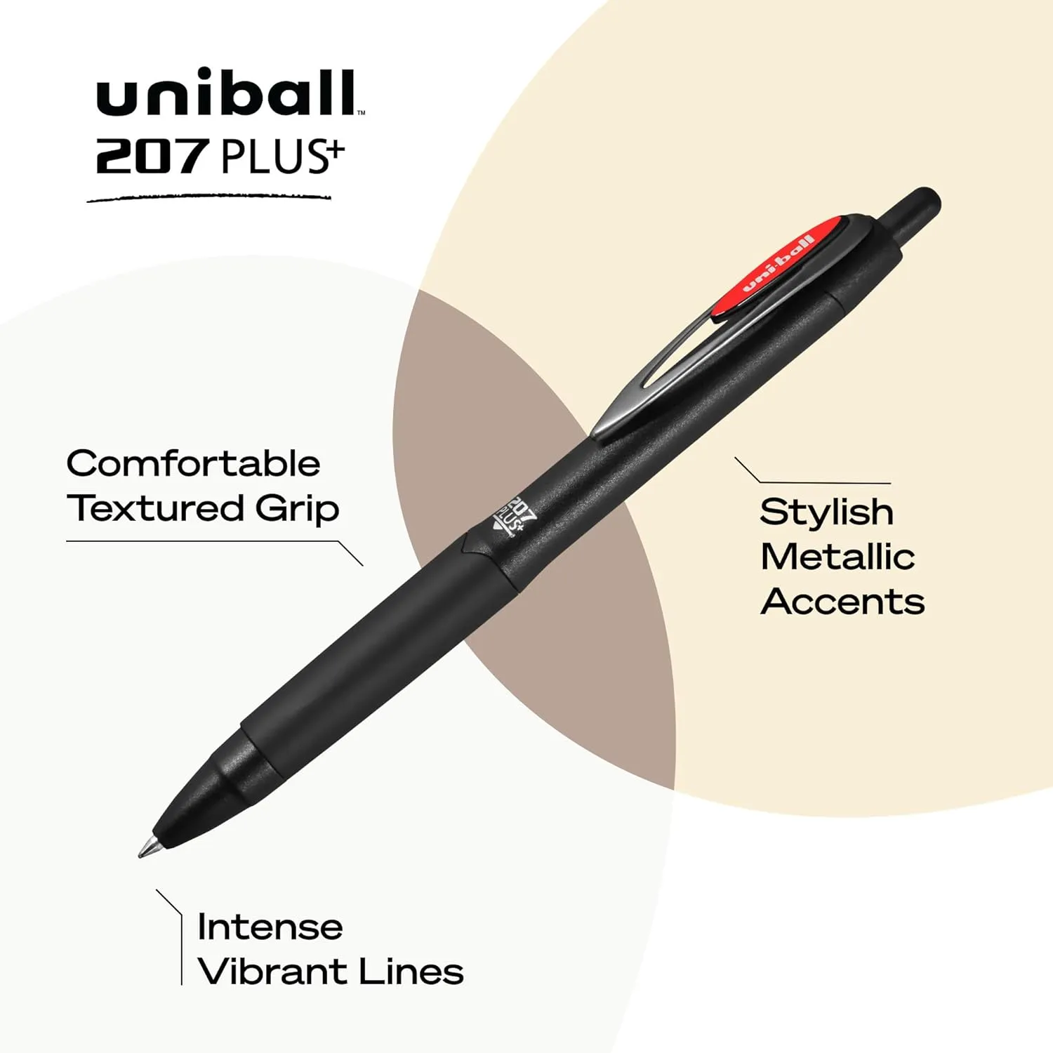 uniball 207 Plus  Retractable Gel Pens 12 Pack in Red with 0.7mm Medium Point Pen Tips - Uni-Super Ink  is Smooth, Vibrant, and Protects Against Water, Fading, and Fraud