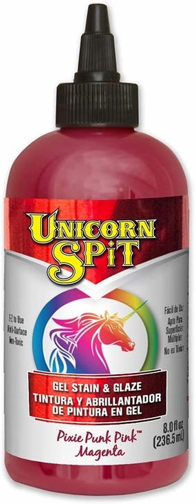 Unicorn SPiT 5771001 Gel Stain and Glaze, Pixie Punk Pink 8.0 Bottle, 8 Fl Oz (Pack of 1)