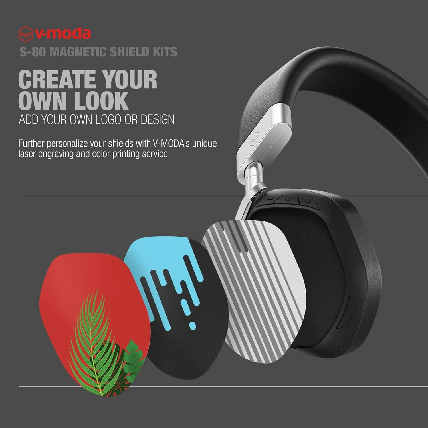 V-MODA S-80 Magnetic Shield Kits (OV3) | Easy to Install | Available in six Colors, Shiny Black (OV3-SNBK)