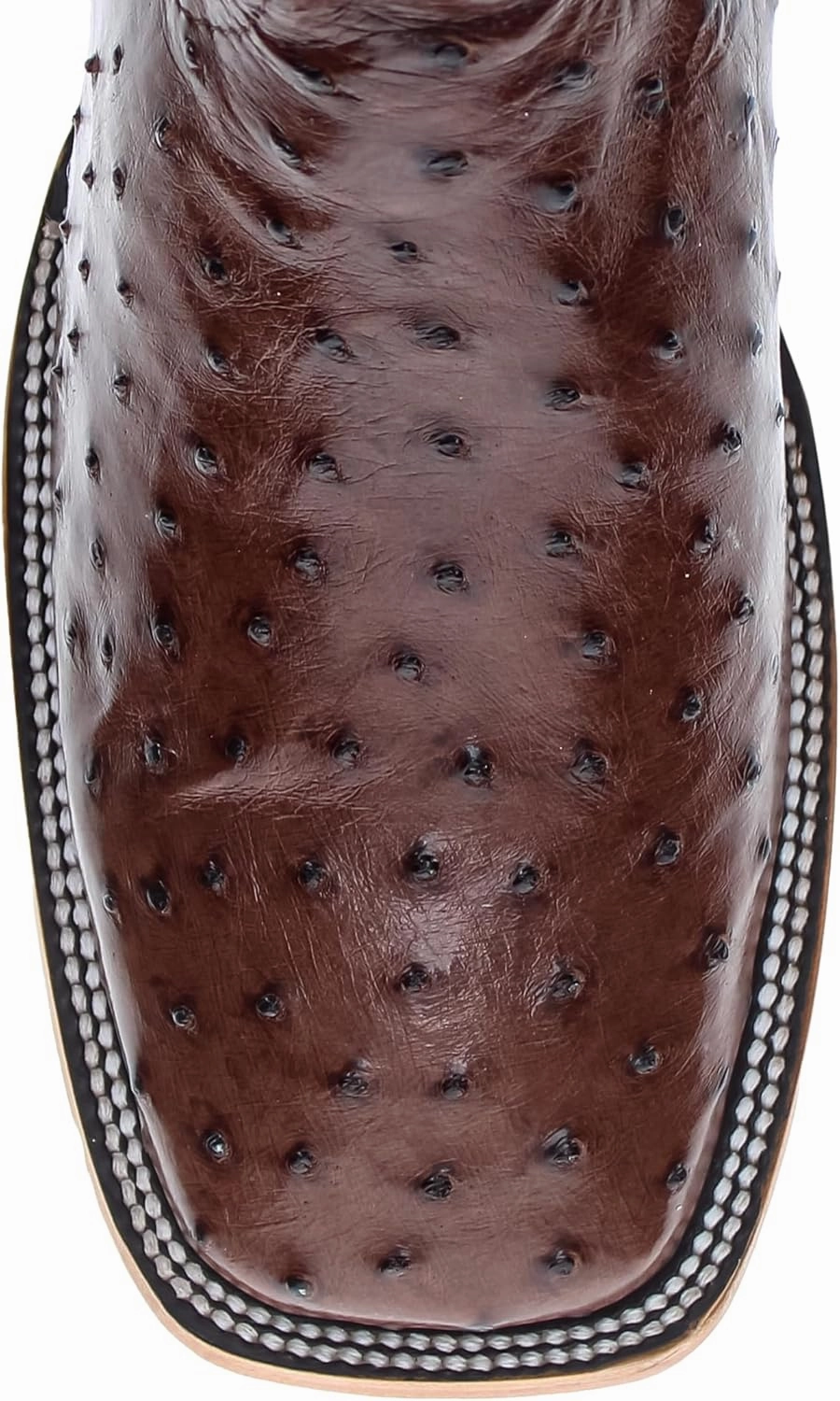 Vaccari Men's Bennet Genuine Full Quill Ostrich Leather Broad Square Toe Cowboy Boots