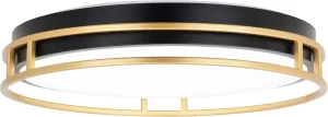VAXCEL Northgate 16-in W Integrated LED Matte Black and Satin Gold Contemporary Flush Mount Ceiling Light Fixture White Acrylic Diffusor