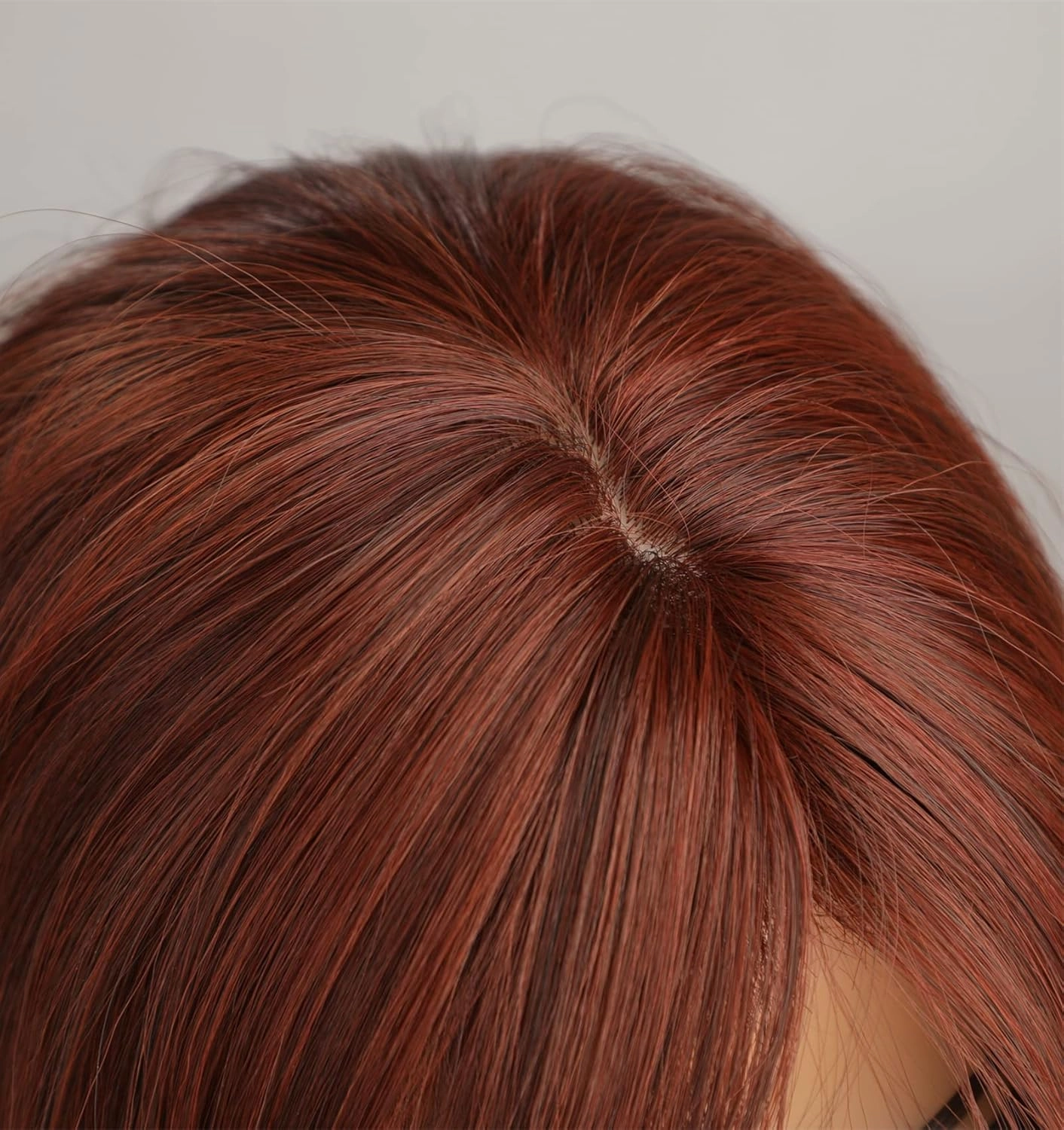 vedar Auburn Red Wigs with Bangs, Copper Red Wigs for Women, Shoulder Length Synthetic Hair Red Full Wig, Middle Length Straight Hair Wig, 20 inch VEDAR-235