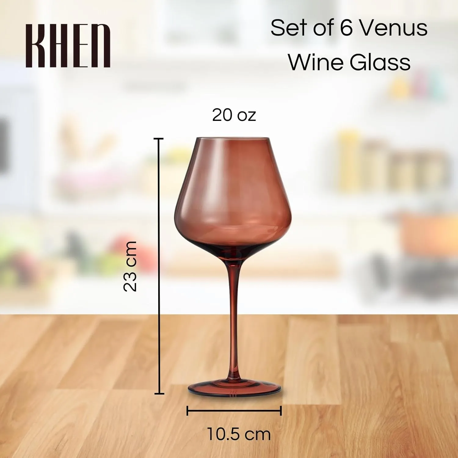 Venus Wine Glass Sets, 20oz Glasses Set of 6 Melanin Brown Colored for Her, Mom, Wife, Girlfriend, Mama, Special Celebrations Color Drinkware Unique Style Tall Stemmed Amber Colors Bronze Glassware