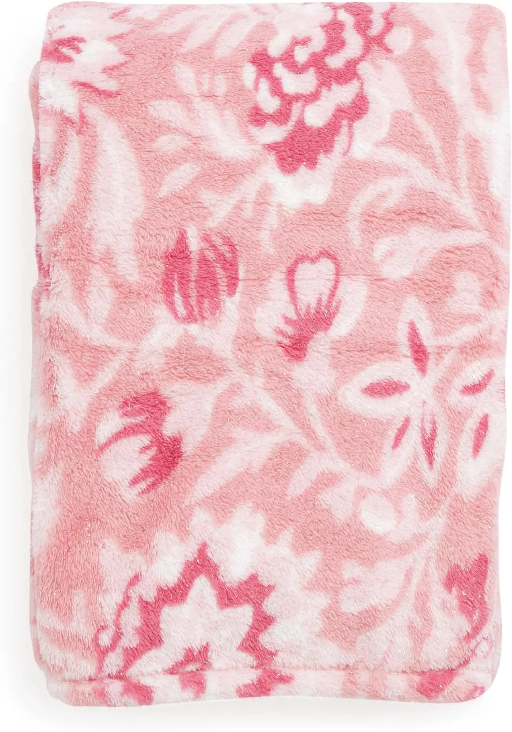 Vera Bradley Women's Fleece Plush Shimmer Throw Blanket, Frosted Lace Pink, 80 X 50
