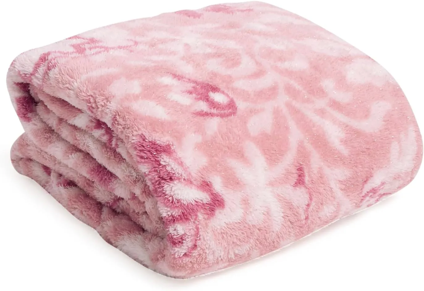 Vera Bradley Women's Fleece Plush Shimmer Throw Blanket, Frosted Lace Pink, 80 X 50