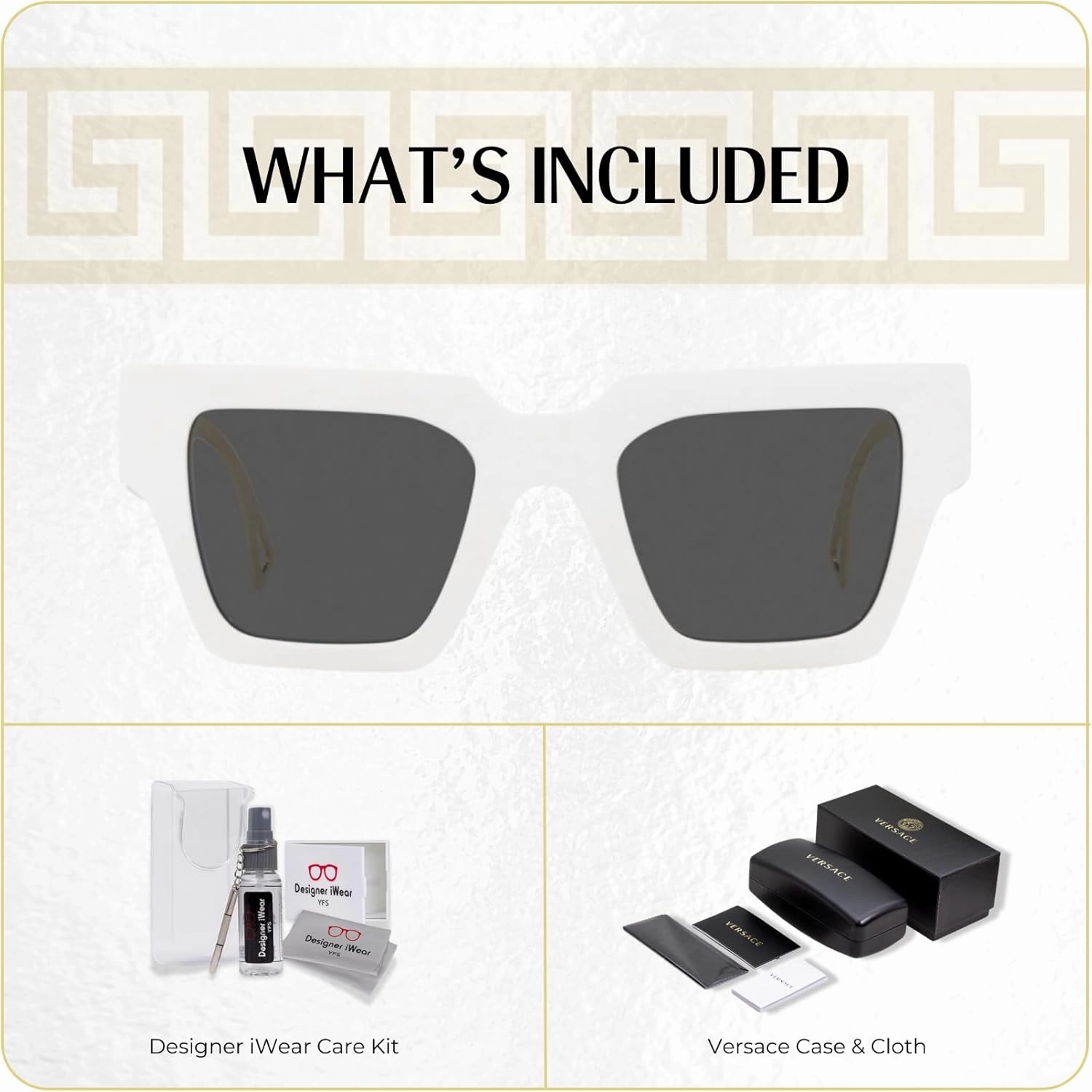 Versace VE4431 Square Sunglasses for Women   BUNDLE With Designer iWear Eyewear Kit