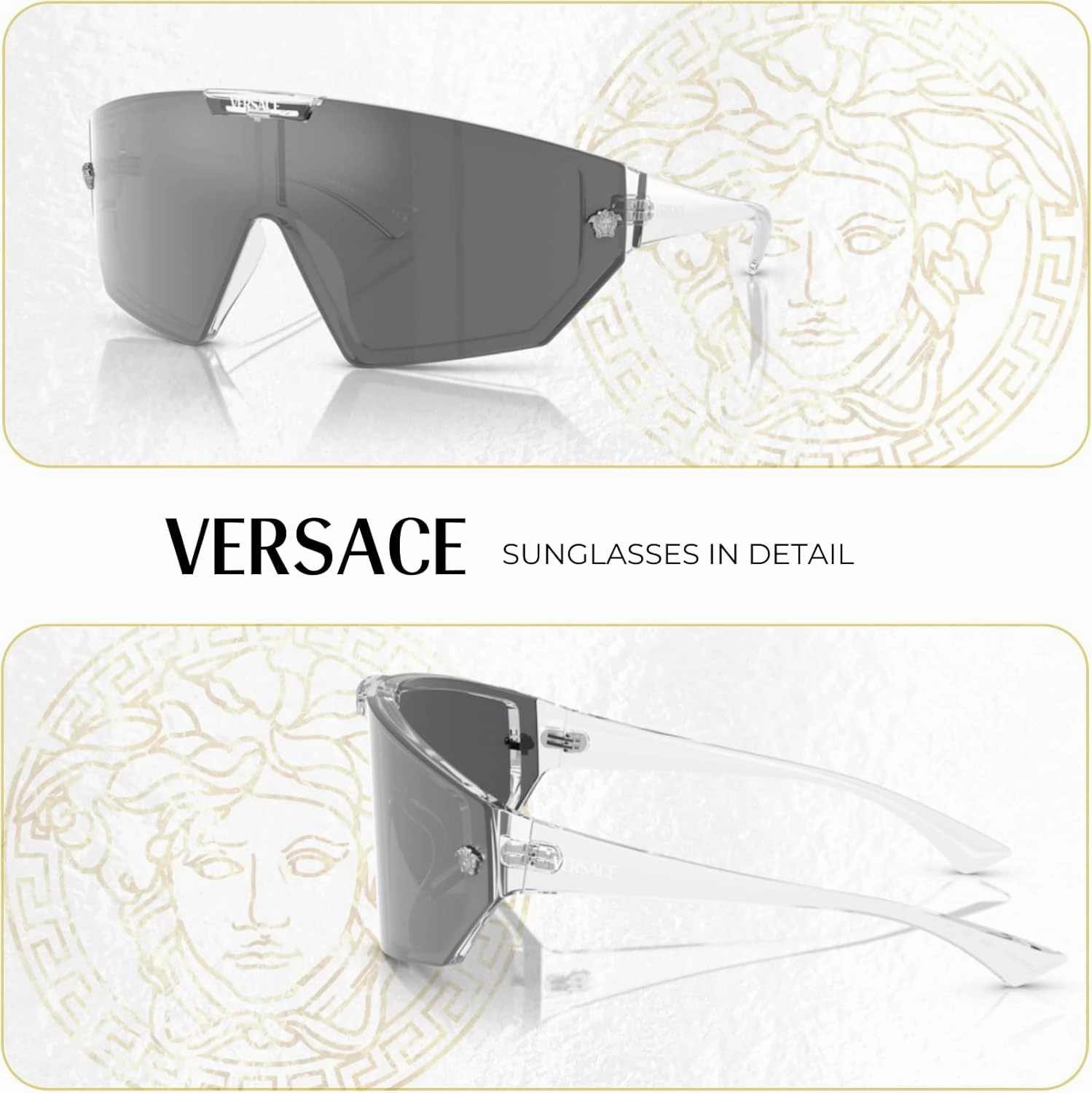Versace VE4461 Shield Sunglasses for Men for Women  FREE SPARE Clip on Shield Lens  BUNDLE With Designer iWear Eyewear Kit