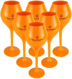 Veuve Clicquot VCP Trendy Rich Coupe Yellow Acrylic Champagne Poolside Glass Glasses Flutes 260ml Set (6 pcs)