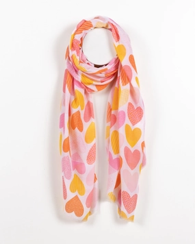 Vibrant Heart-Print Scarf