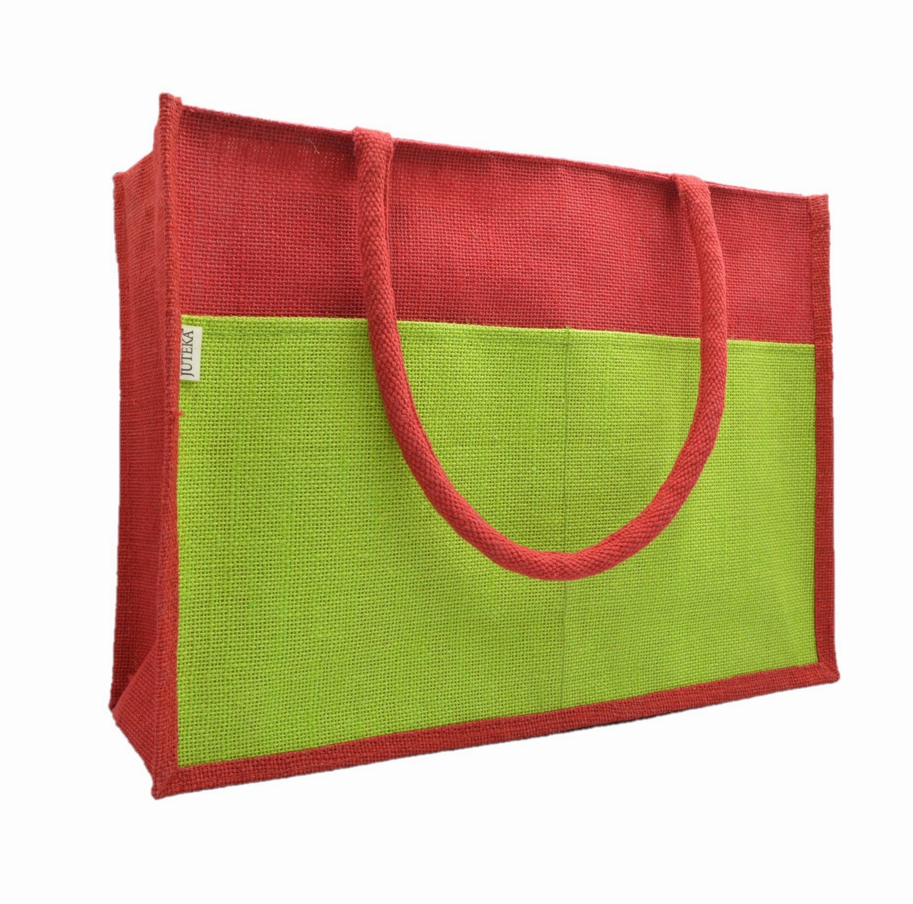 Vibrant Jute Tote Bag – Red & Blue
