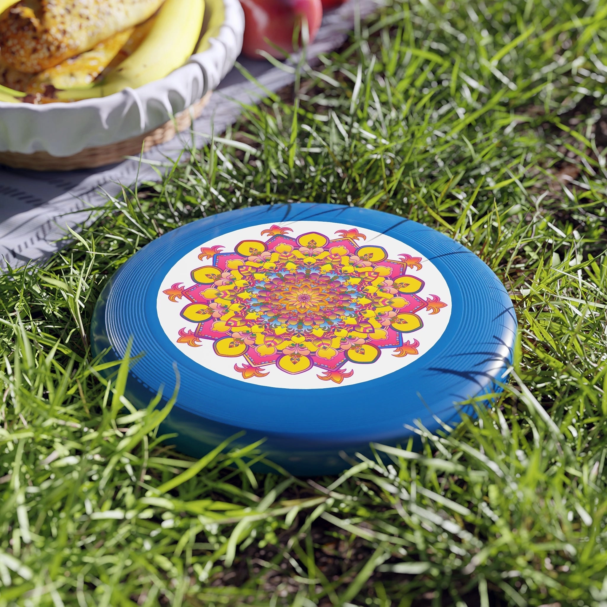 Vibrant Mandala Frisbee: Pink & Blue