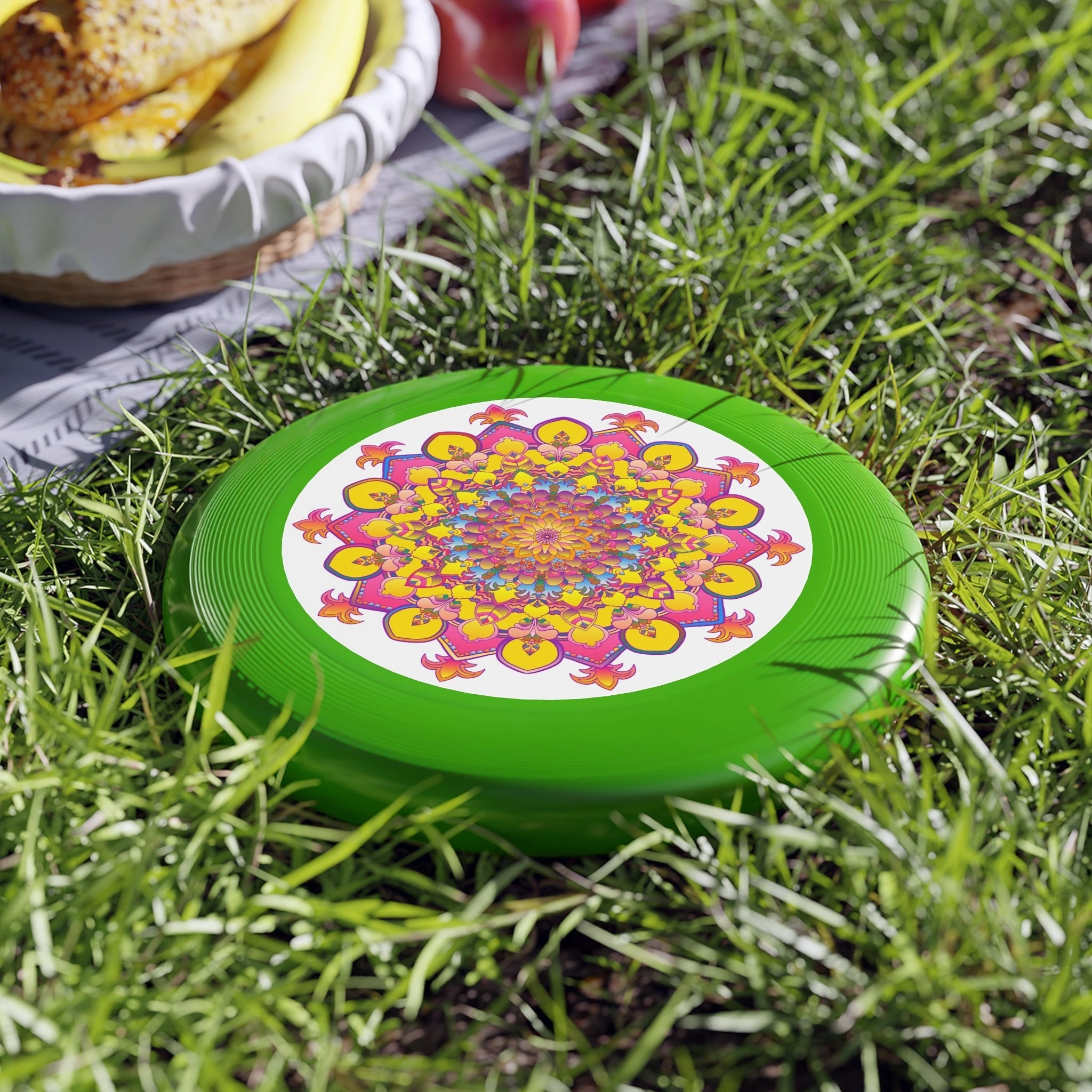 Vibrant Mandala Frisbee: Pink & Blue