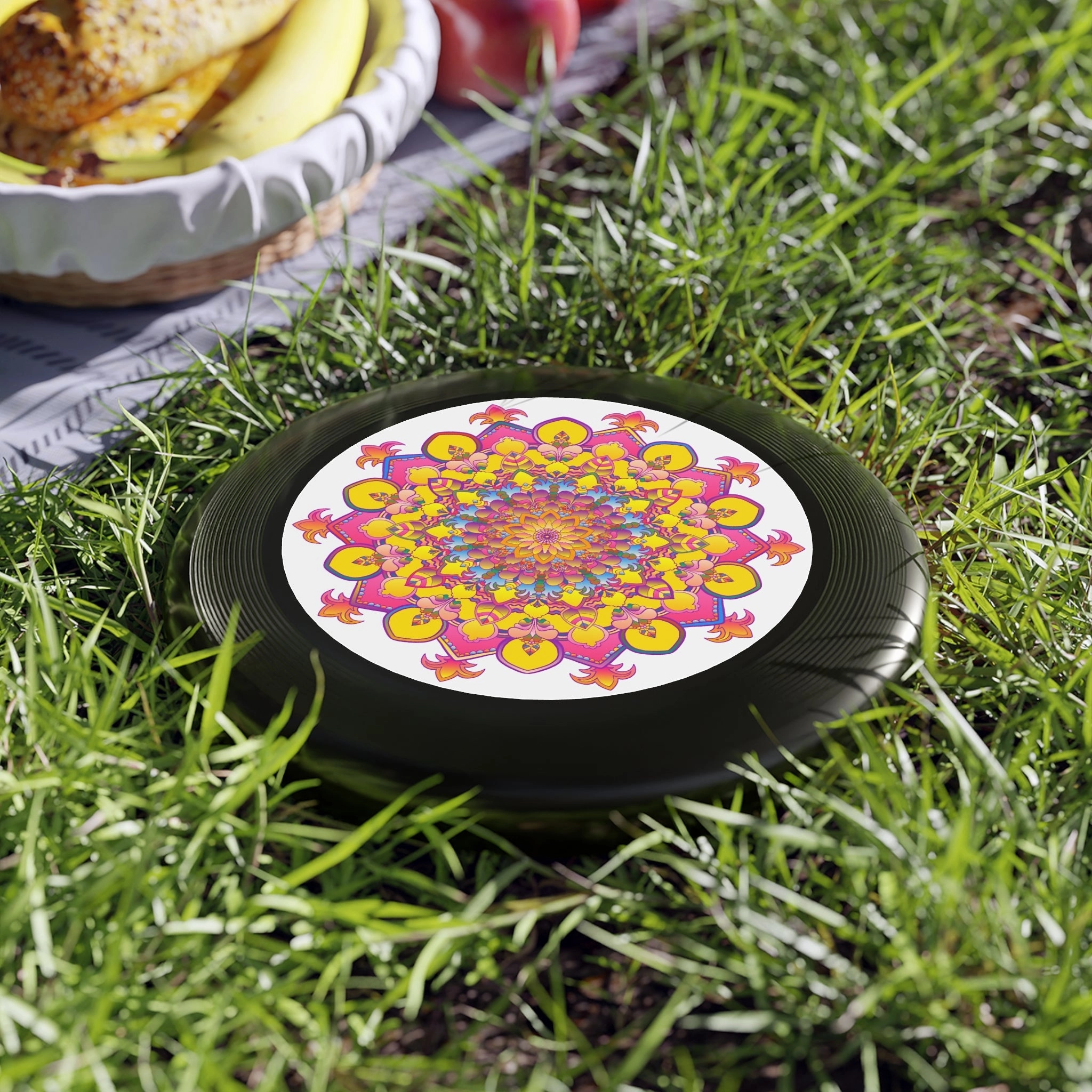 Vibrant Mandala Frisbee: Pink & Blue