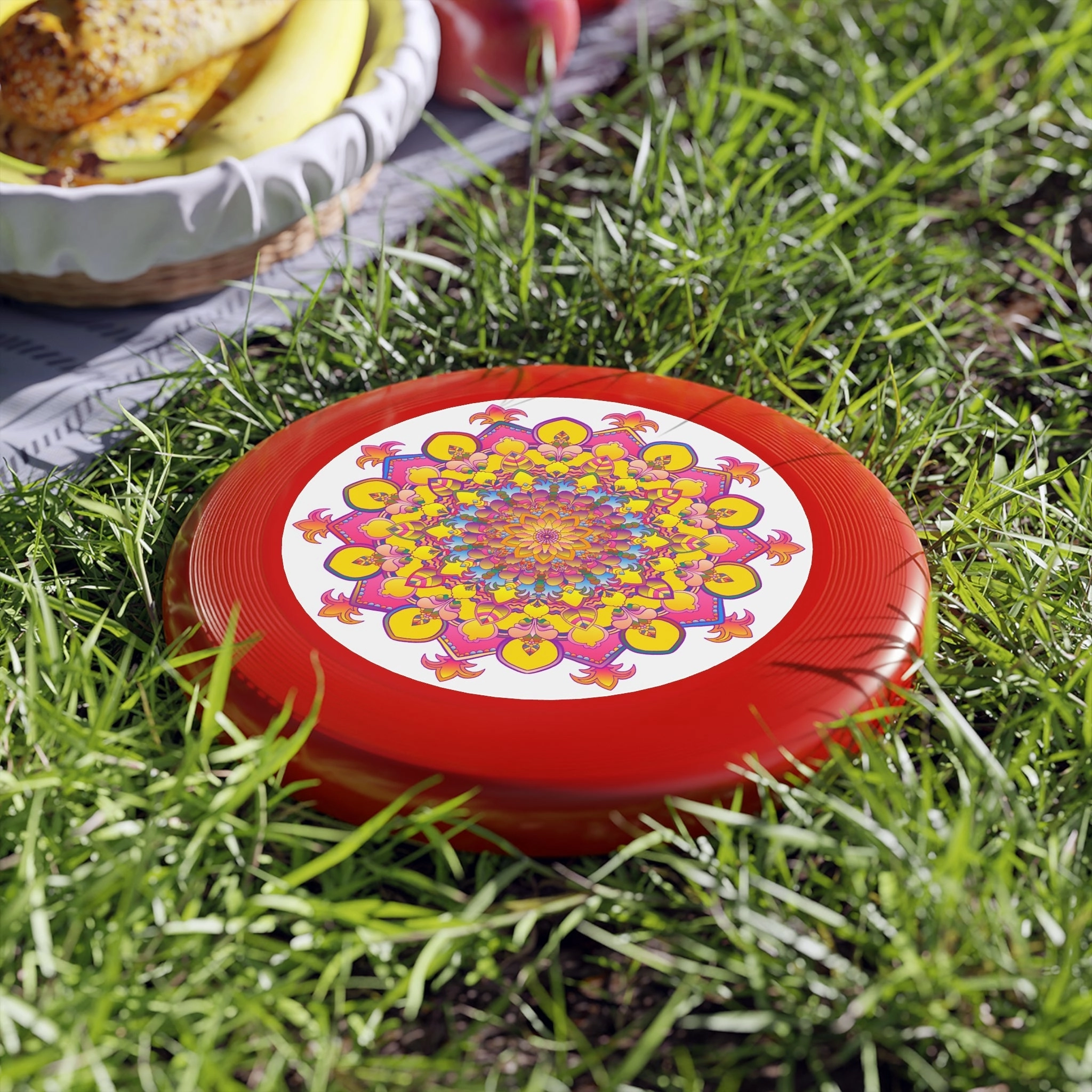 Vibrant Mandala Frisbee: Pink & Blue