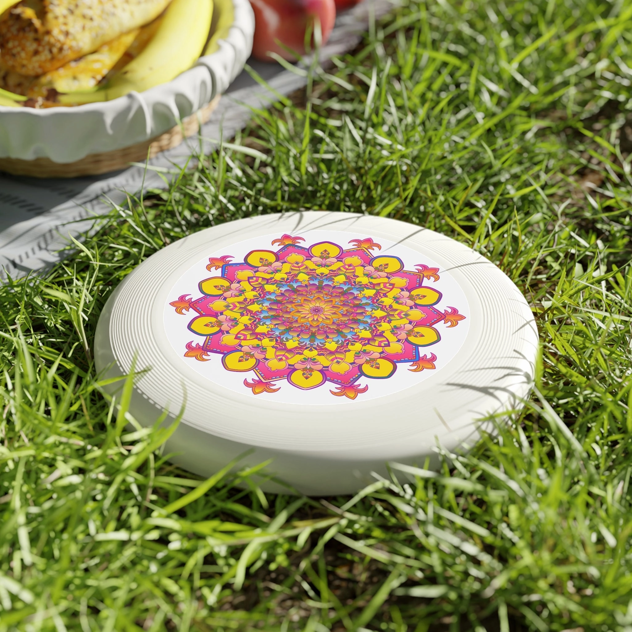 Vibrant Mandala Frisbee: Pink & Blue