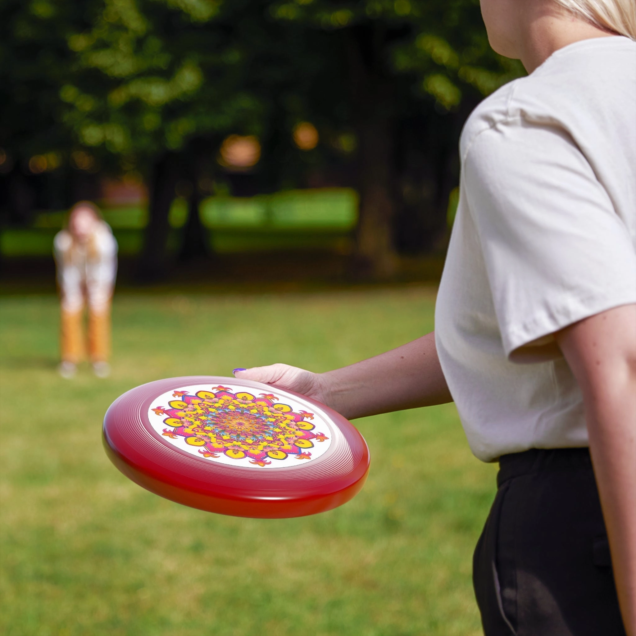 Vibrant Mandala Frisbee: Pink & Blue