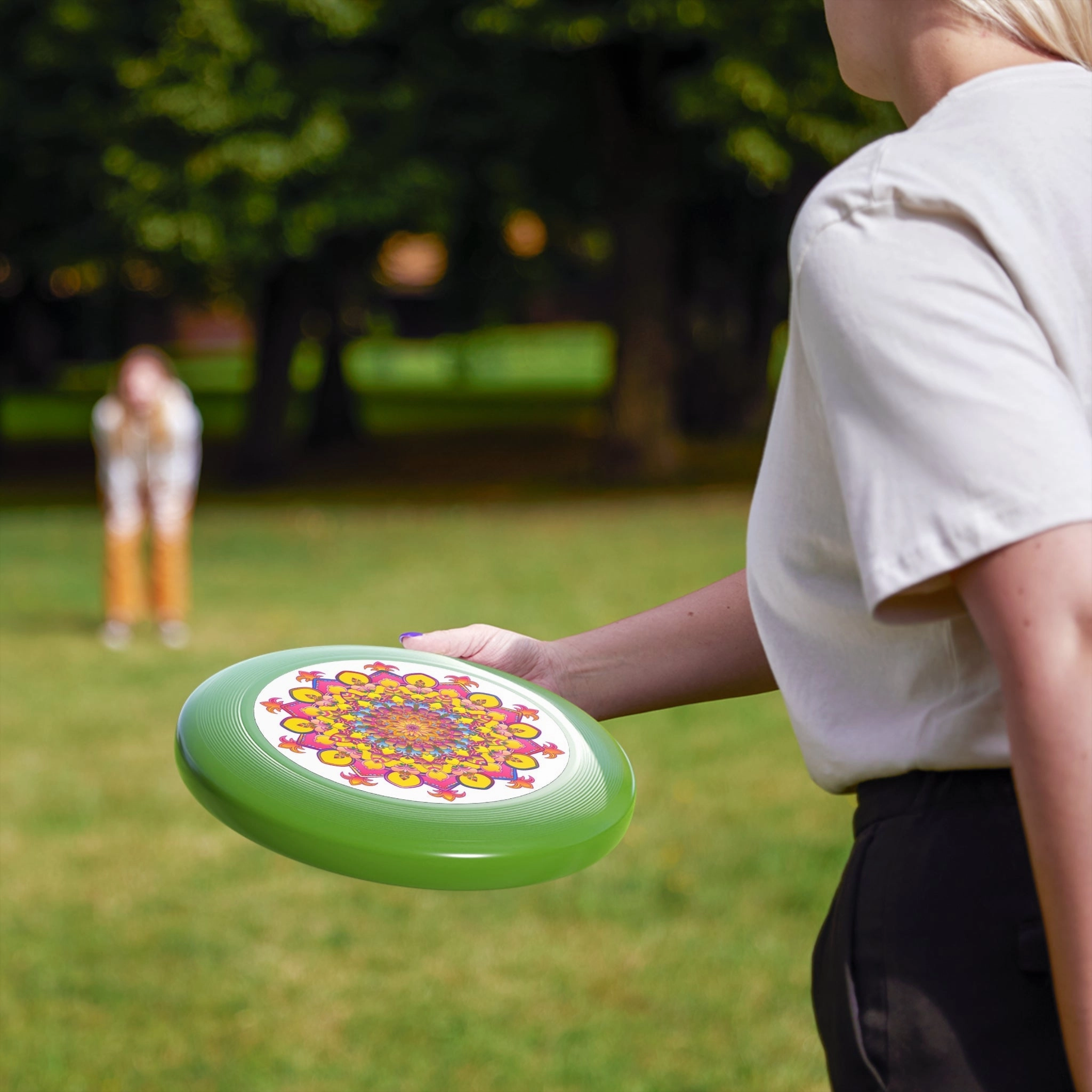 Vibrant Mandala Frisbee: Pink & Blue