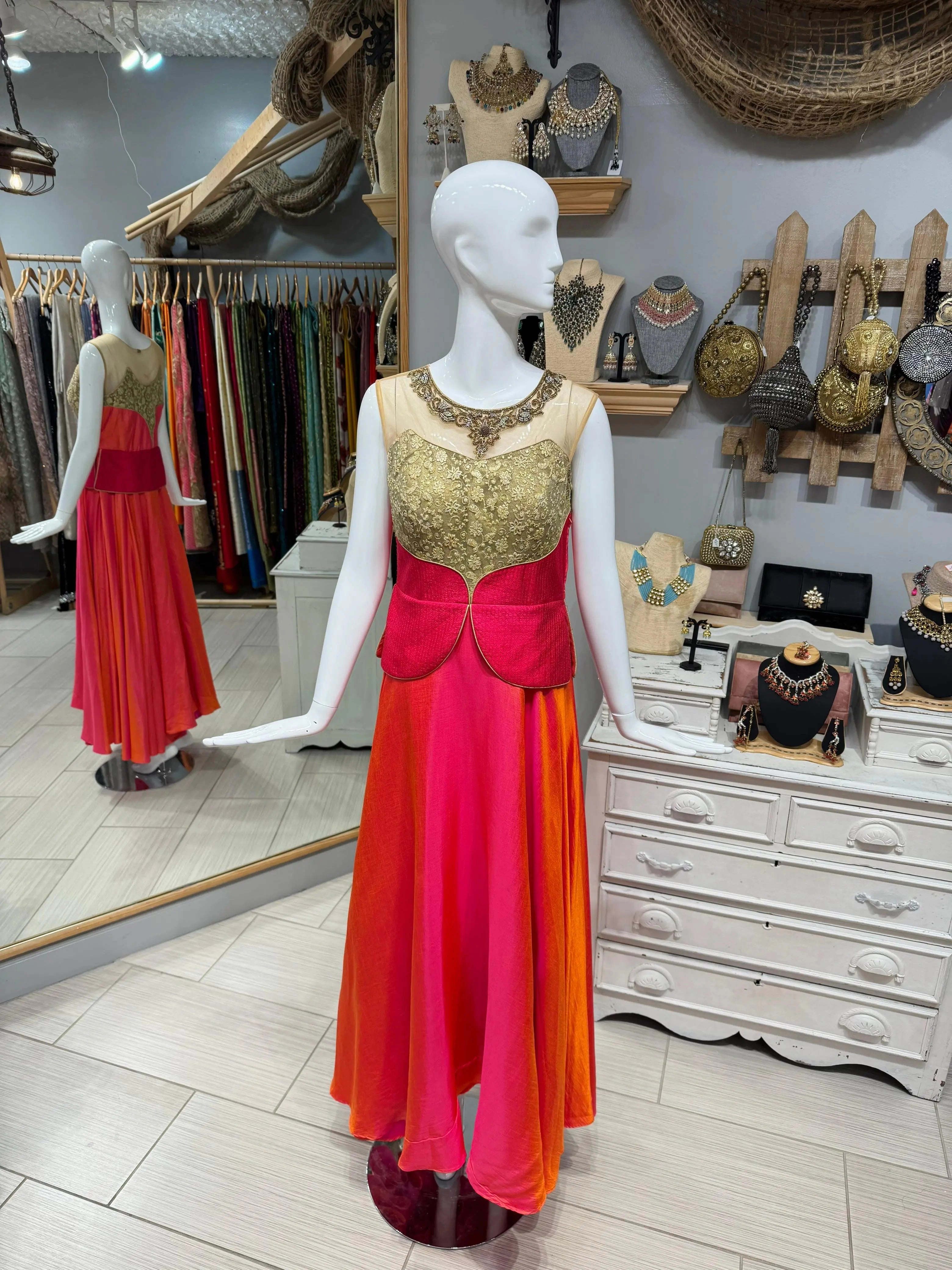 Vibrant Pink Orange Gown