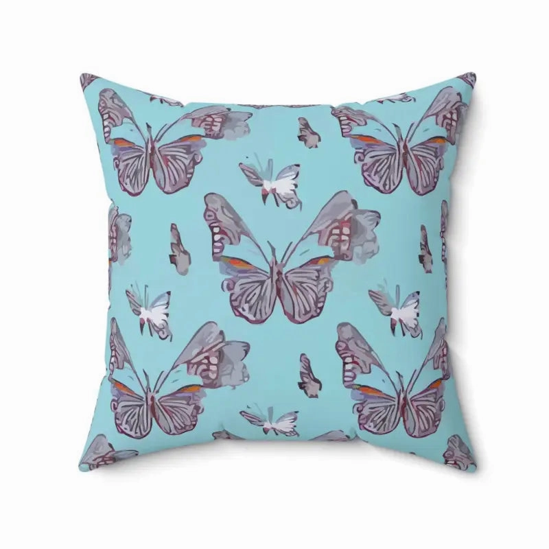 Vibrant Polyester Square Pillow with Pink Butterflies