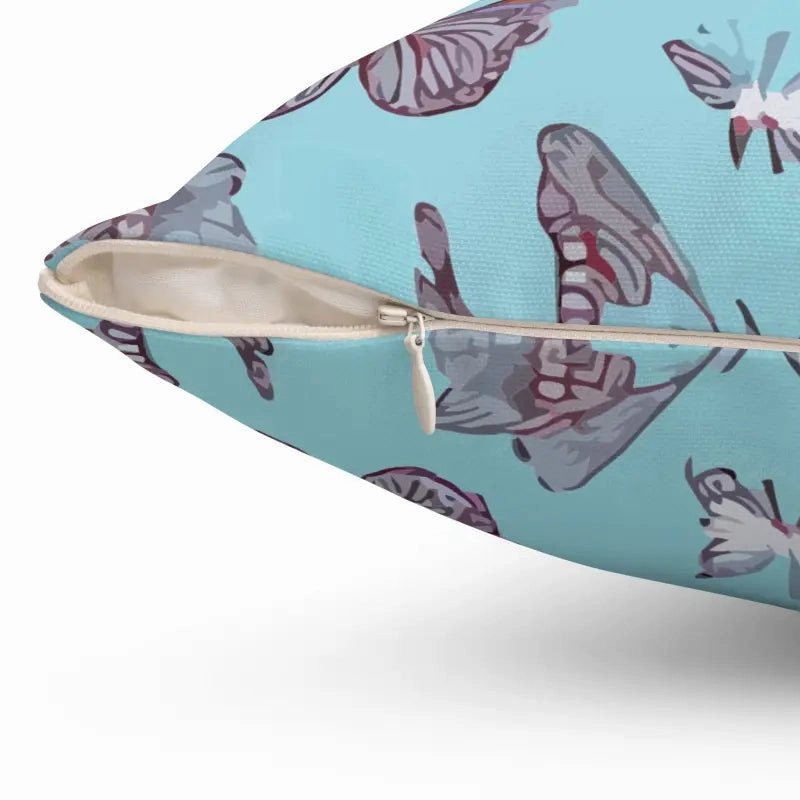 Vibrant Polyester Square Pillow with Pink Butterflies
