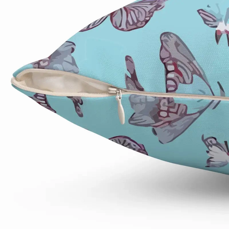 Vibrant Polyester Square Pillow with Pink Butterflies