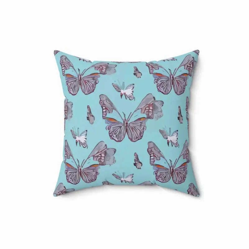 Vibrant Polyester Square Pillow with Pink Butterflies