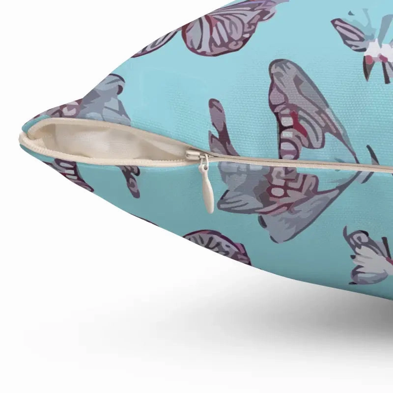 Vibrant Polyester Square Pillow with Pink Butterflies