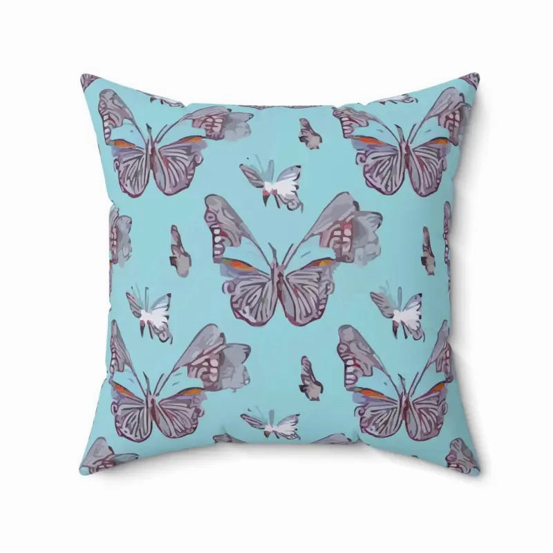 Vibrant Polyester Square Pillow with Pink Butterflies