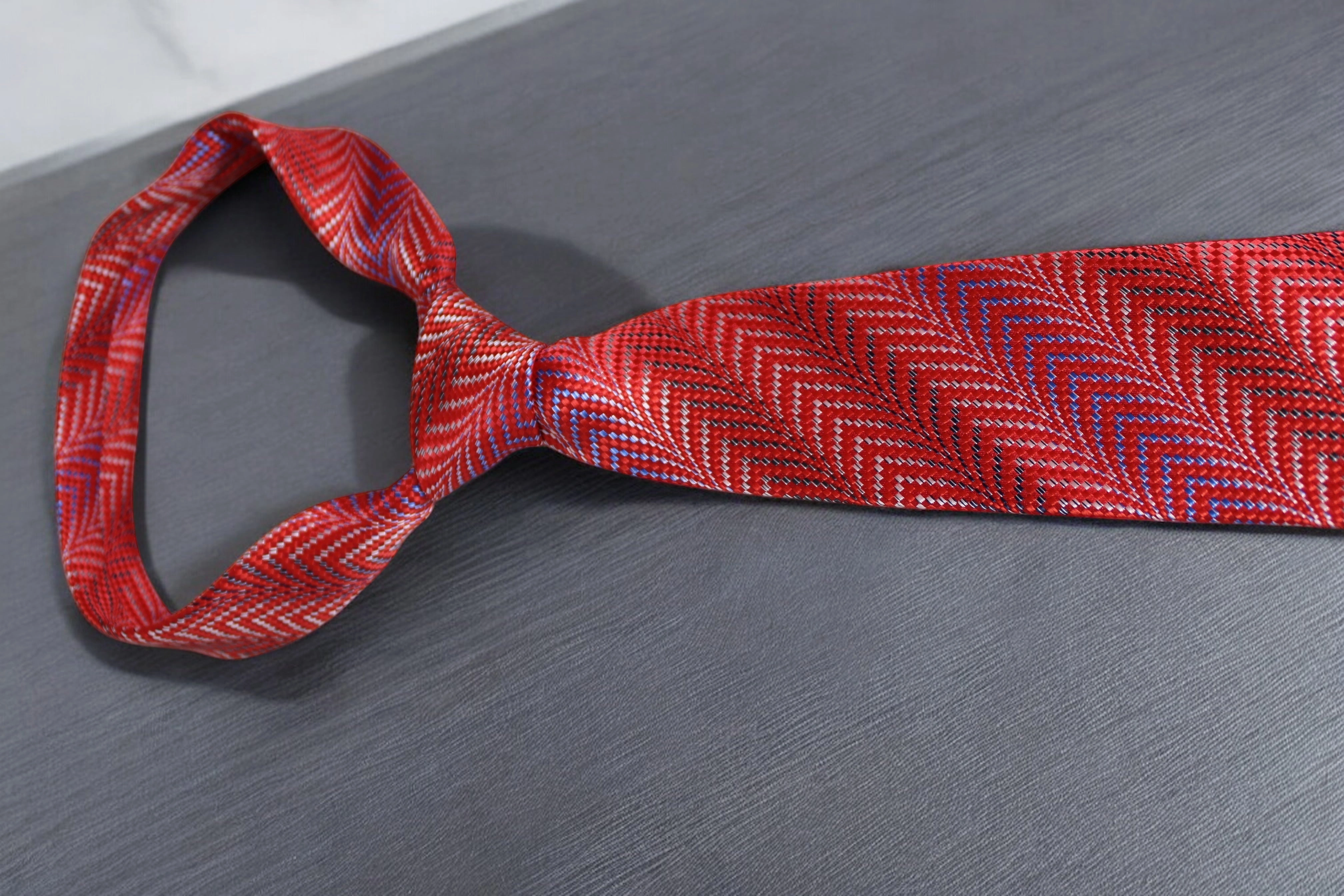 Vibrant Red & Blue Chevron Tie