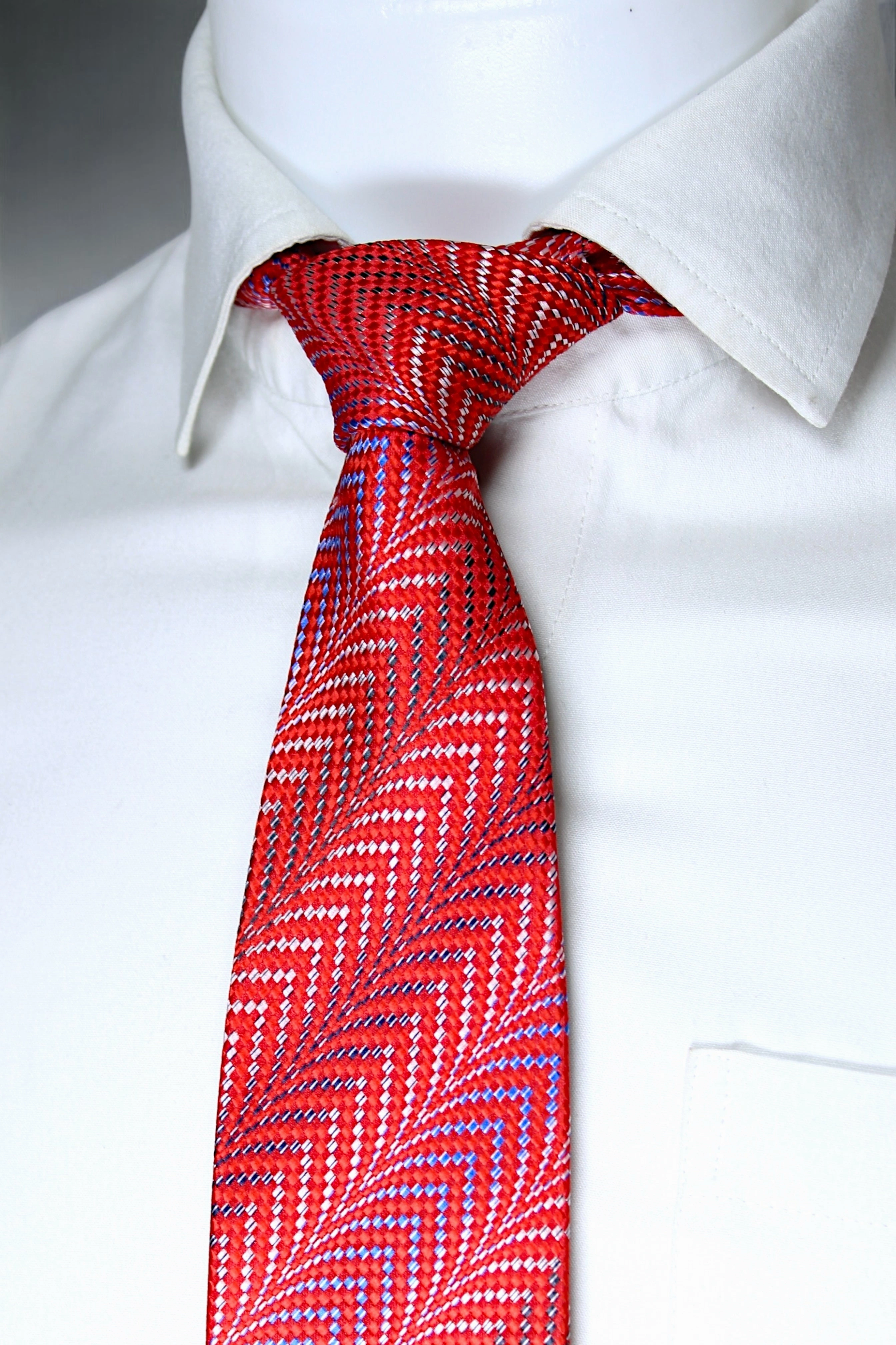 Vibrant Red & Blue Chevron Tie