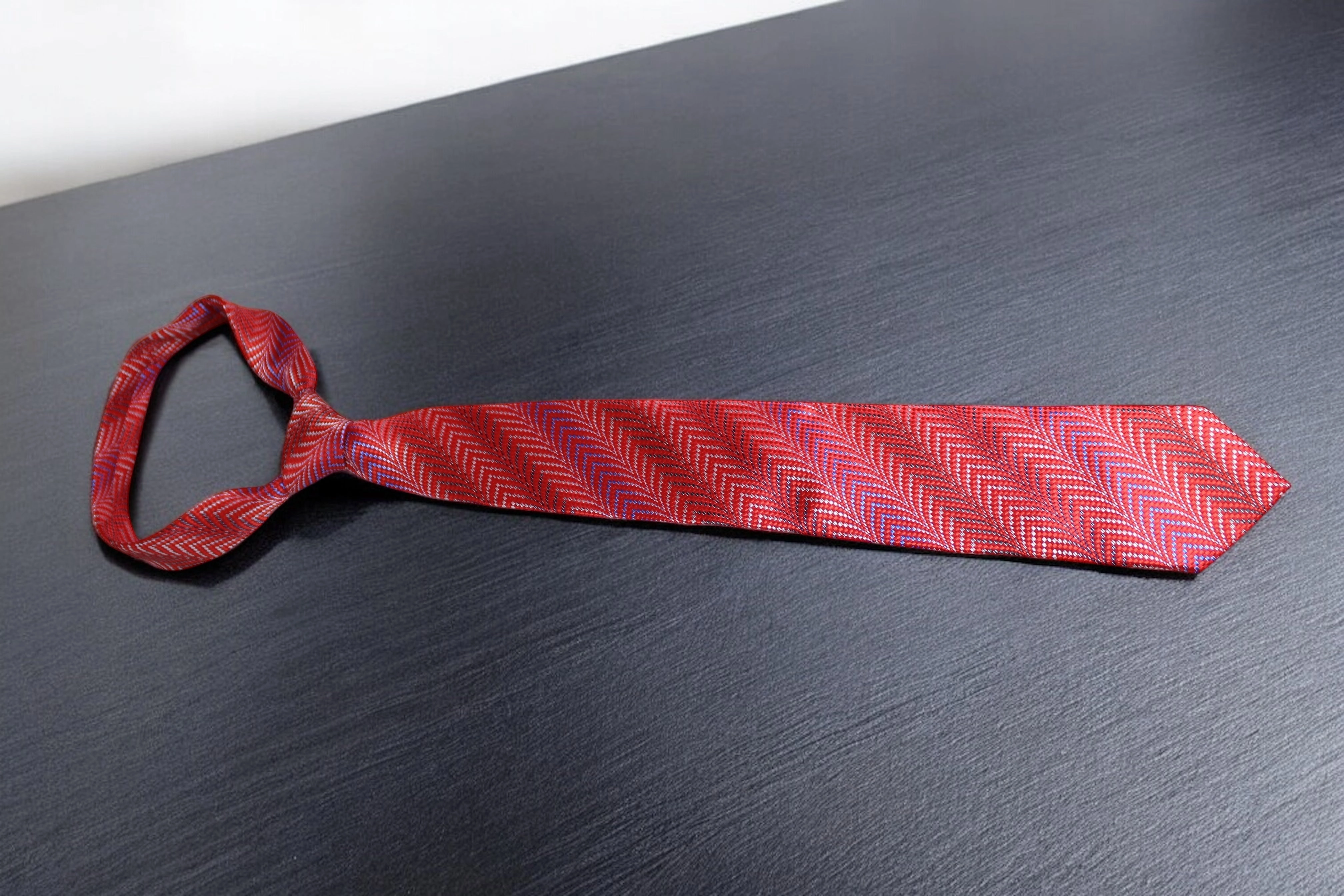 Vibrant Red & Blue Chevron Tie