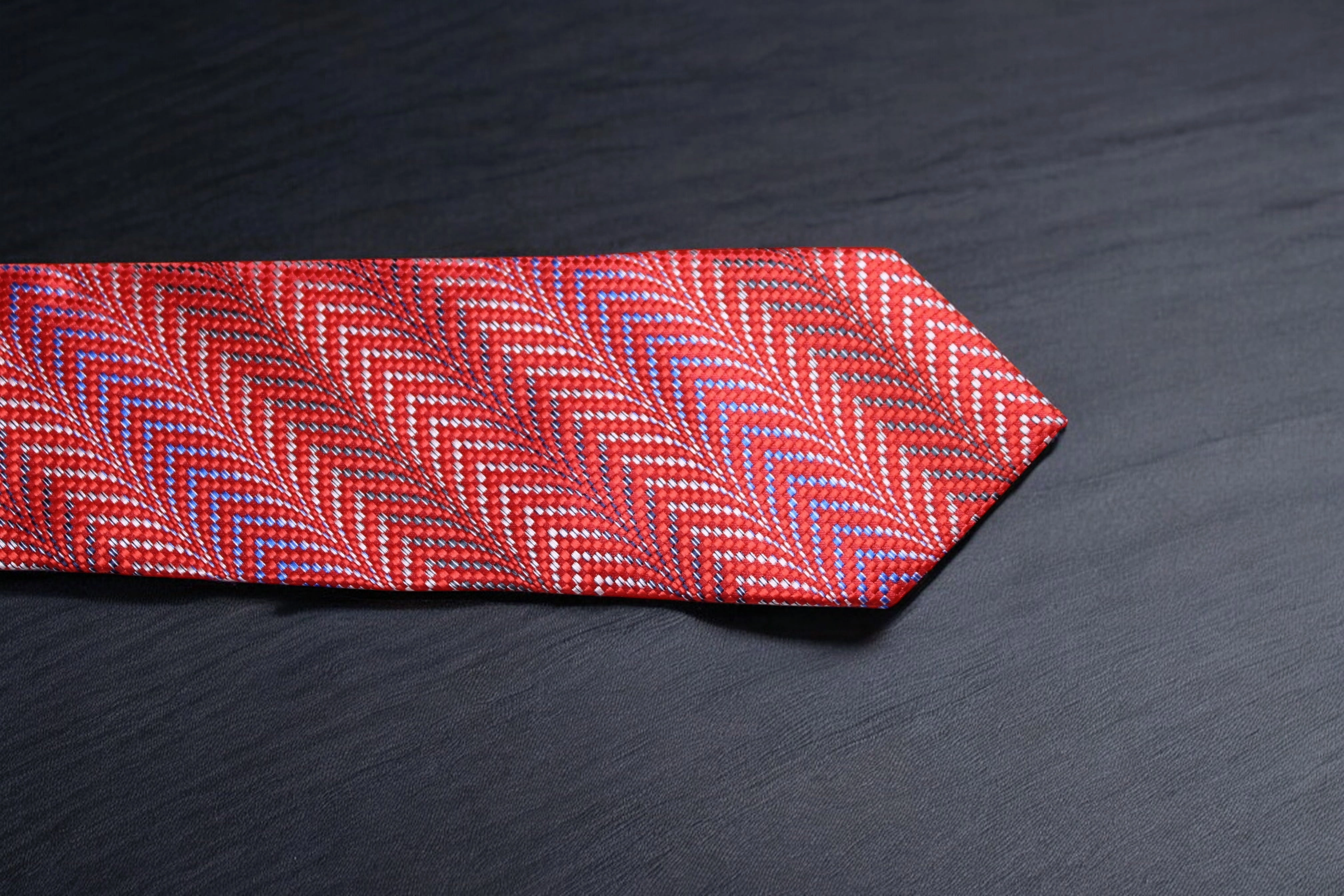 Vibrant Red & Blue Chevron Tie