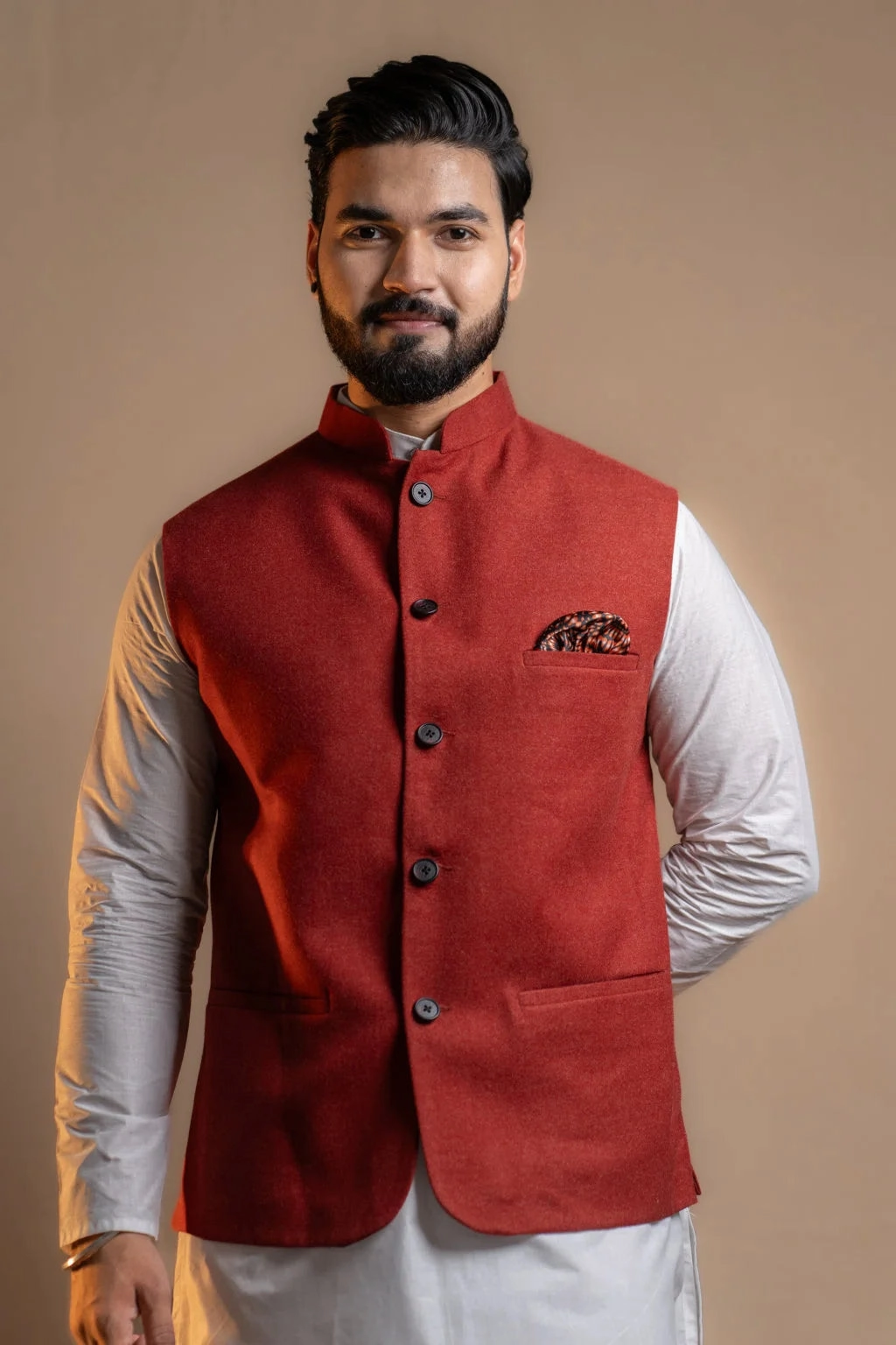 Vibrant Red Nehru Jacket